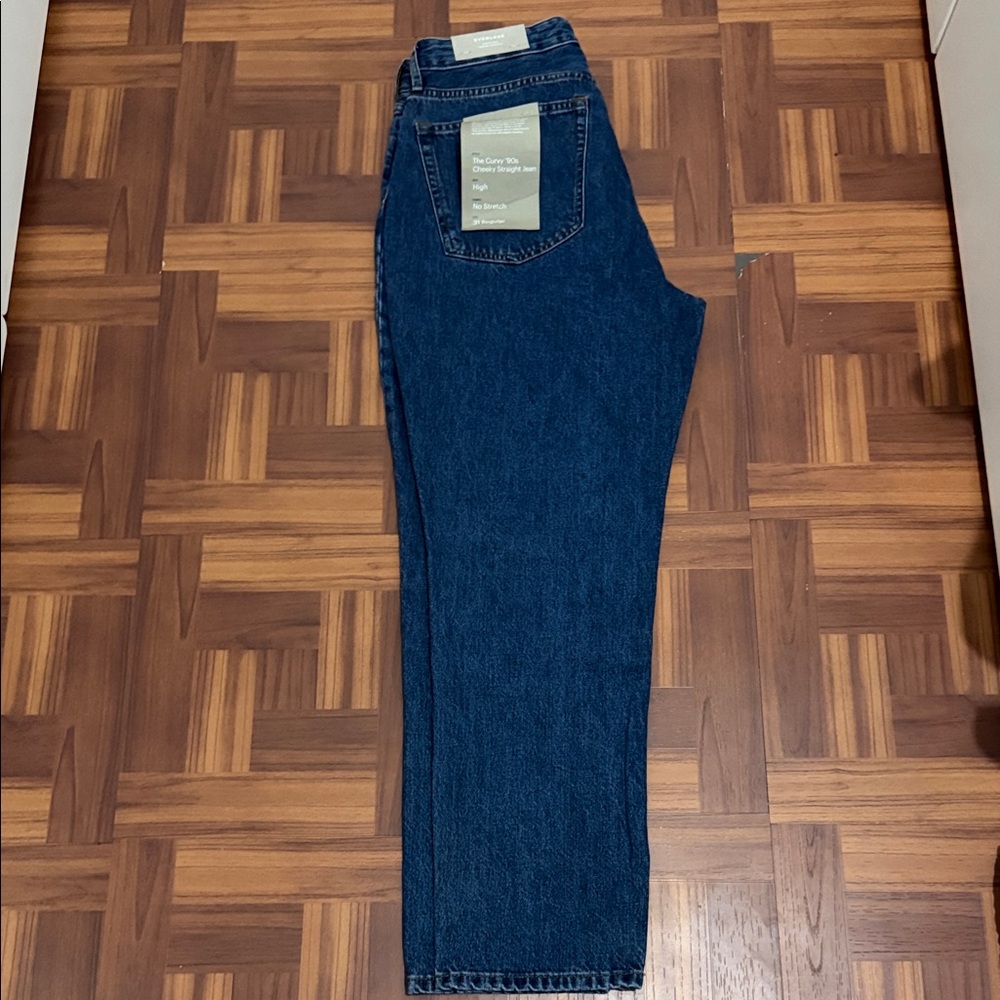 Everlane Dark Blue High-Rise Straight Jeans